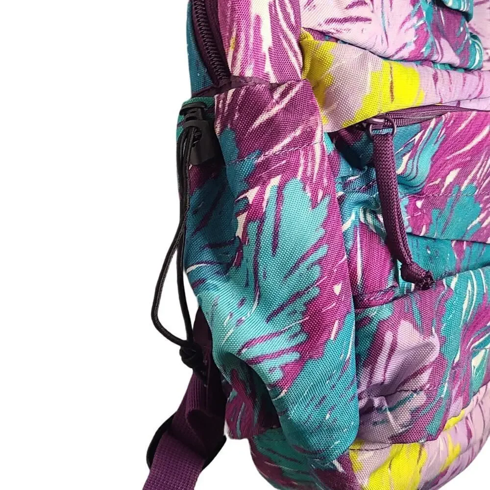 Puma Procat Backpack Purple Multi Color Zip Drawstring Adjustable Straps Pockets
